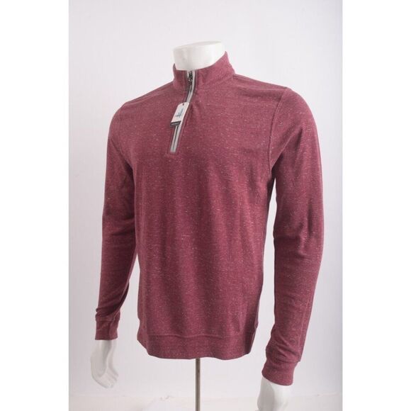Johnnie-O Mens Sully Shirt Top Size S Crimson Red Speckled Quarter Zip NWT - Picture 3 of 6